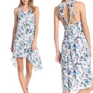Sam Edelman Blue Floral Cut Out Racerback High-Low Dress